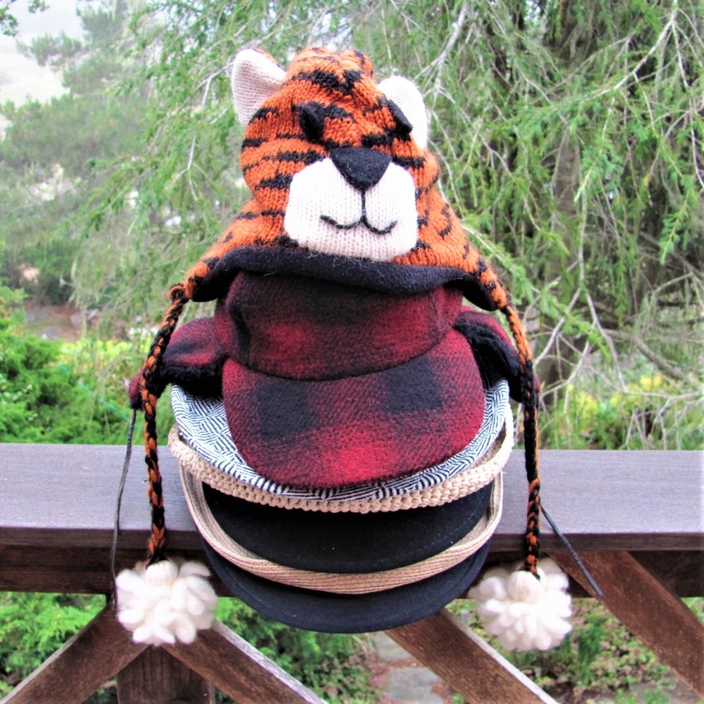 Collection of 7 hats; E. Bauer, Scala, Ann Taylor